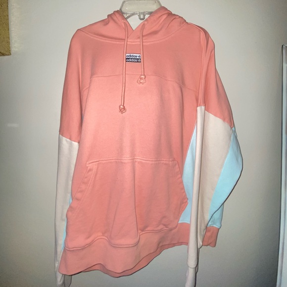 Trace Pink Adias Color Block Hoodie Sweatshirt